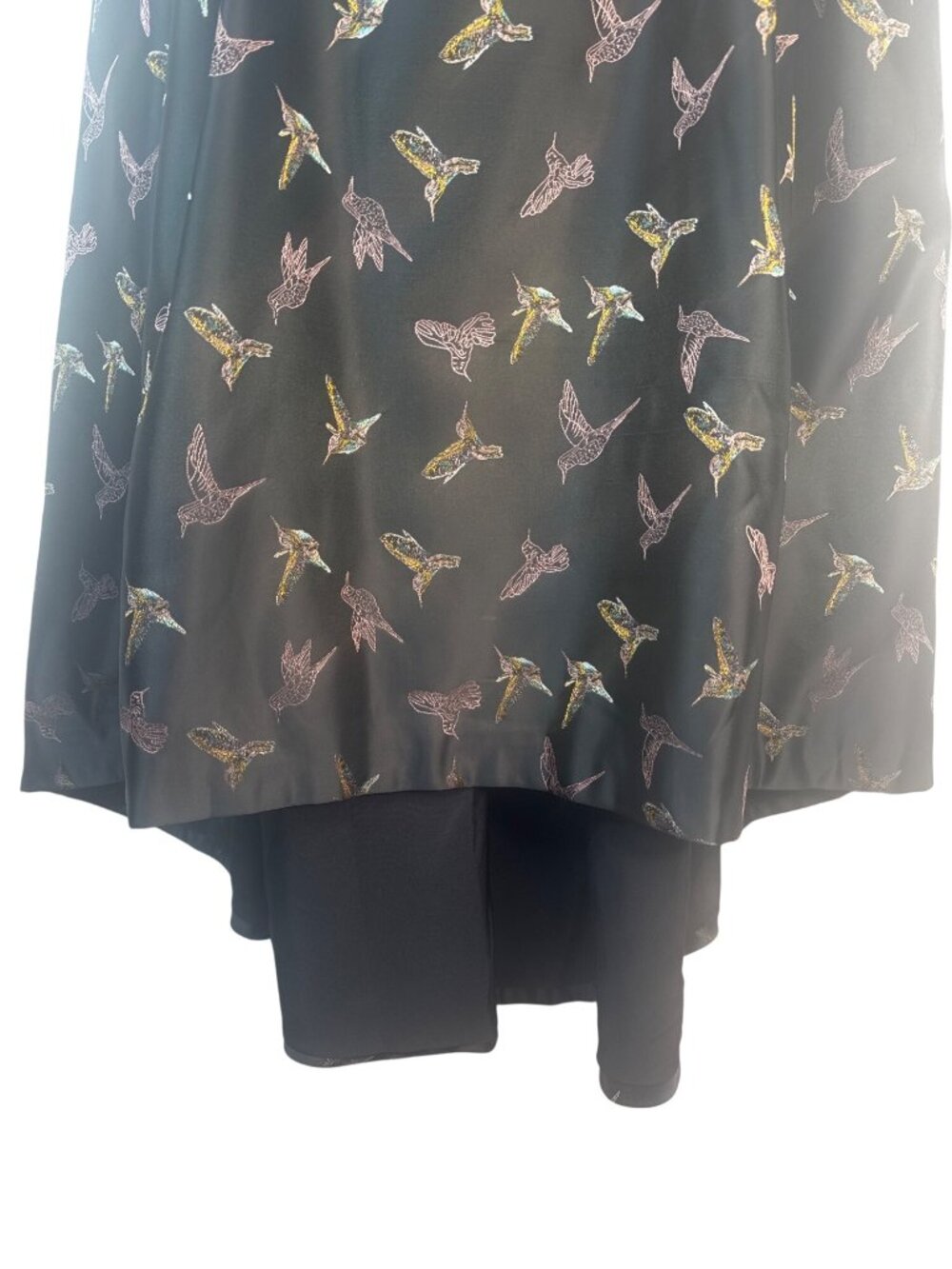 Hutch Black Size 16 Strapless Satiny Dress With Multicolor Bird Print Size - Picture 9 of 16